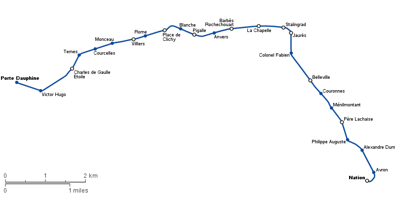 парижский метрополитен линия 2