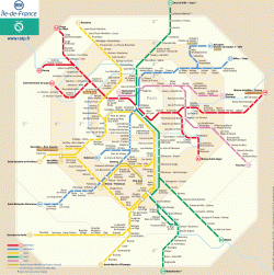 карта движения ЭРОЭР, схема RER, движение поездов RER, план RER, поезда эроэр, поезда RER